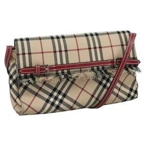 Burberry Nova Check Blue Label Shoulder Bag Canvas Beige